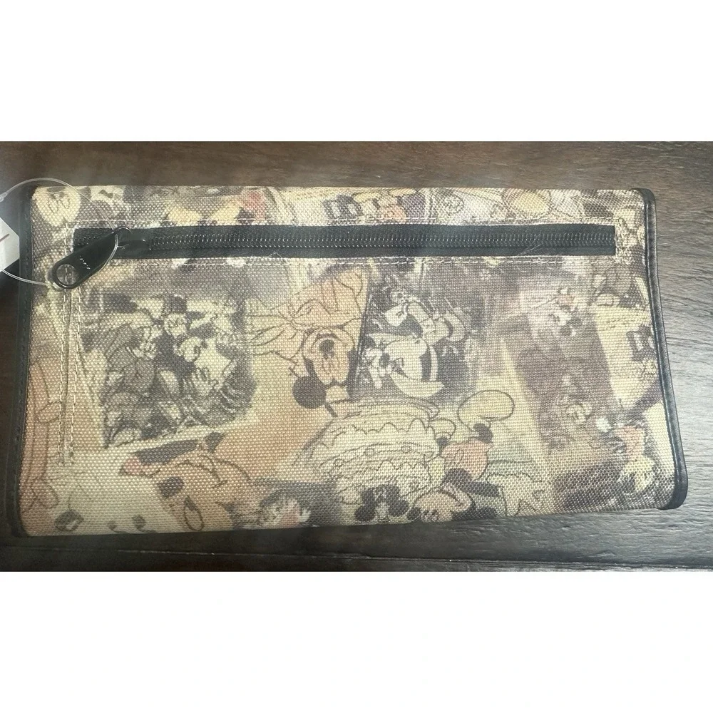 Vintage Walt Disney Gallery Mickey Mouse Collage Wallet & Key Case Retro Set NWT